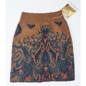 NWT FURST OF A KIND Recycled Vintage Knit Sweater Skirt, Brown Black Orange, Sm.